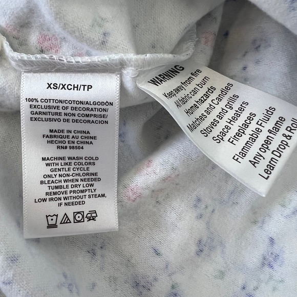 Lanz of Salzburg Nightgown Size XS Cotton White Floral Long Lounge Sleepwear PJs - Picture 10 of 13